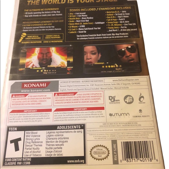 Wii Def Jam Rapstar 2010 2Pac, Drake, Snoop, Beastie Boys, Not BIG - Picture 2 of 6